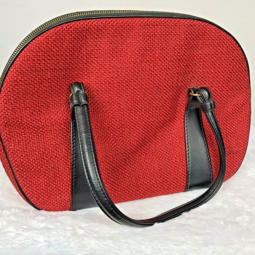 Savoy Red Straw Large Bag 2 Zippered Compartments